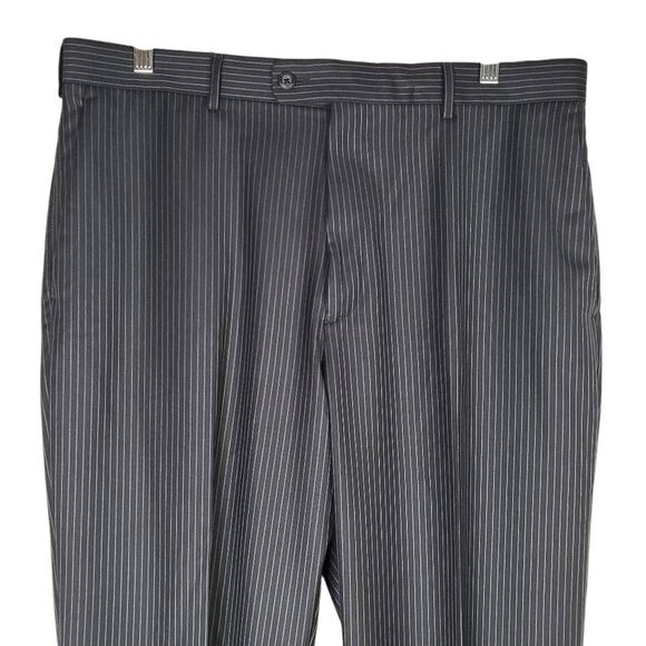 Perry Ellis Pinstriped Flat Front Portfolio Dress Pants Black Size 36x32 - Picture 3 of 14
